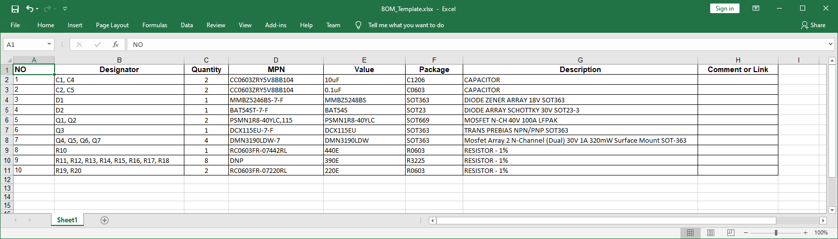 Microsoft access bom templates